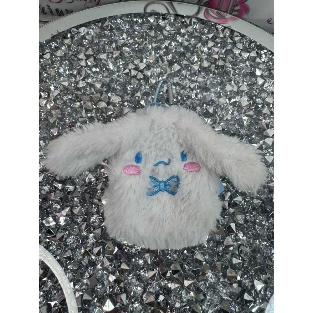 Hello kitty mini backpack bag cinnamon roll Plush Bunny Keychain with Blue Bow